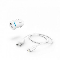 Hama Car Charger with Lightning Charging Cable 12 W 1m White