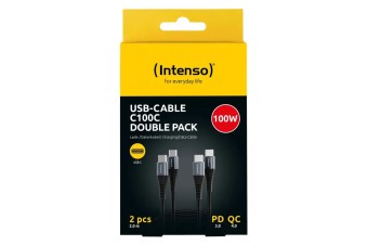 Intenso C100C USB-C to USB-C 100W Cable 2m Black (Double Pack)