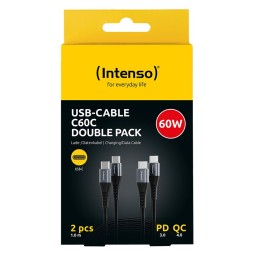 Intenso C60C USB-C to USB-C 60W Cable 1m Black Double Pack