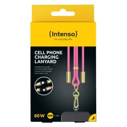 Intenso Cell Phone Charging Lanyard Cable 1,65m Neon Pink