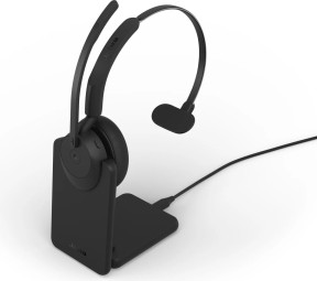 Jabra Evolve3 45 MS Mono Link 390a Wireless Bluetooth Headset + Stand Black