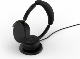 Jabra Evolve3 65 Flex UC Stereo Link390a Wireless Bluetooth Headset + Wireless Charger Black