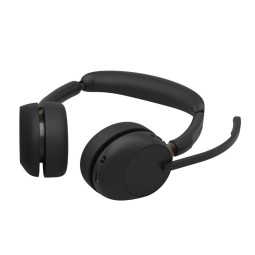 Jabra Evolve3 65 UC Stereo Link 390c Wireless Bluetooth Headset + Stand Black