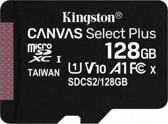 Kingston 128GB microSDXC Canvas Select Plus 100R A1 C10 Card + adapterrel