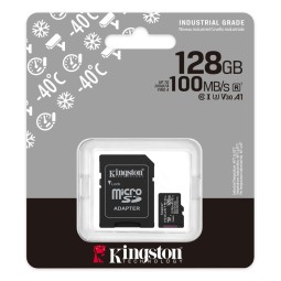 Kingston 128GB microSDXC Class 10 CL10 U3 V30 A1 Industrial + adapterrel