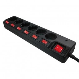 Logilink 6-way socket outlet with single and main ON/OFF switches