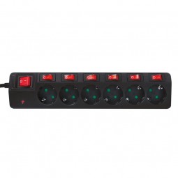 Logilink 6-way socket outlet with single and main ON/OFF switches