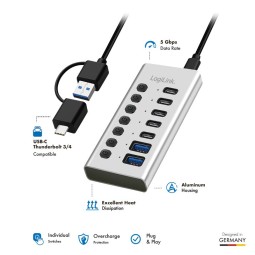 Logilink 7-portos USB3.2 HUB Aluminium