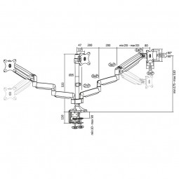 Logilink BP0052 Triple alumium monitor desk mount, tilt -90/+90, swivel -90/+90, level adjustment -90/+90
