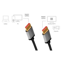 Logilink DisplayPort cable DP/M to DP/M 8K/60Hz alu 2m Black/Grey