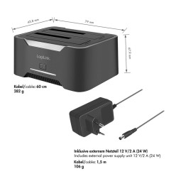 Logilink Dual docking station 2 port Black
