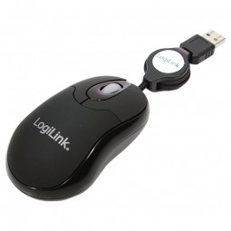 Logilink ID0016 mouse optical USB mini with retractable cable Black