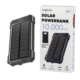 Logilink Solar LED Light 10000 mAh Power Bank Black/Orange