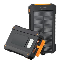 Logilink Solar LED Light 10000 mAh Power Bank Black/Orange