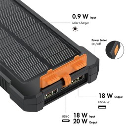 Logilink Solar LED Light 10000 mAh Power Bank Black/Orange