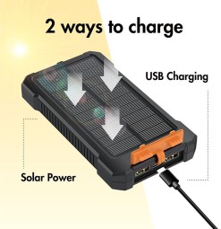 Logilink Solar LED Light 10000 mAh Power Bank Black/Orange