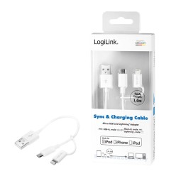 Logilink USB 2.0 cable USB-A/M to Micro-USB + Lightning/M 1m White