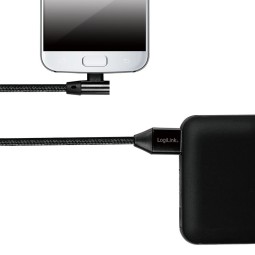 Logilink USB 2.0 cable, USB-A/M to Micro-USB/M (90°) 0,3m Black