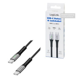 Logilink USB 2.0 LED Type-C C/M - C/M 100W cable 0,5m Black