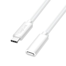 Logilink USB 2.0 Type-C cable C/M to C/F 100W 1m White
