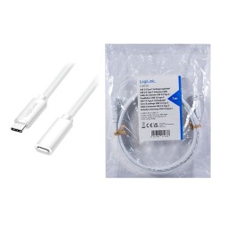 Logilink USB 2.0 Type-C cable C/M to C/F 100W 1m White