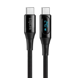 Logilink USB 2.0 Type-C cable C/M to C/M 240W with display 1m Black