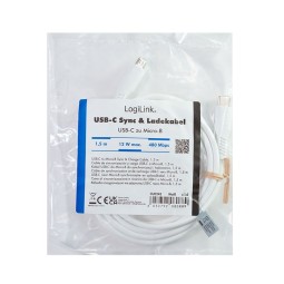 Logilink USB 2.0 Type-C cable C/M to micro USB/M 12W 1,5m White