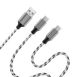 Logilink USB 2.0 USB-A/M to Micro-USB + USB-C cable 1,2m White/Black