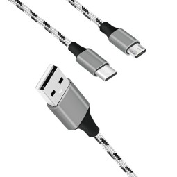 Logilink USB 2.0 USB-A/M to Micro-USB + USB-C cable 1,2m White/Black