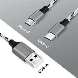 Logilink USB 2.0 USB-A/M to Micro-USB + USB-C cable 1,2m White/Black
