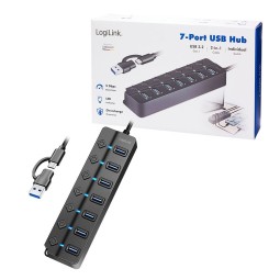 Logilink USB 3.2 Gen1 7-port USB Hub Black