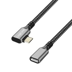 Logilink USB 3.2 Gen1 Type-C cable C/M 90° to C/F 2m Black/Grey