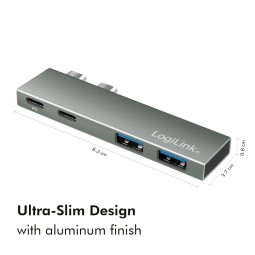 Logilink USB 3.2 Gen2x2 docking station 4-port PD Silver