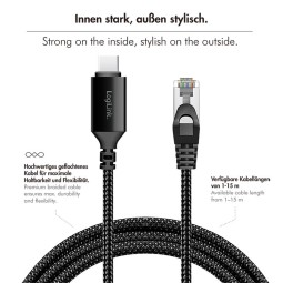 Logilink USB 3.2 Type-C Ethernet cable 10m Black/Grey
