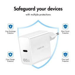 Logilink USB-C charger 65W GaN 1-port 1xUSB-C (PD/QC) White