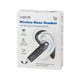 Logilink Wireless ear-clip mono headset BT 5.4, USB-C 100 hours detachable microphone Black