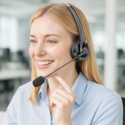 Logilink Wireless mono headset flexible microphone BT 6.0 USB-C Black