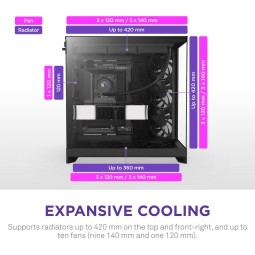 NZXT H9 Flow (2025) Tempered Glass Black