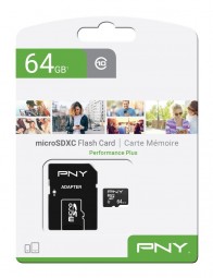 PNY 64GB microSDXC Performance Plus Class 10 + adapterrel