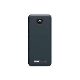 Port Designs 10000mAh Powerbank with Built-in USB-C Cables LCD Display Black
