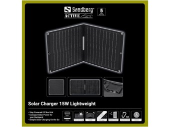 Sandberg Solar Charger 15W Lightweight Black