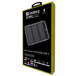 Sandberg Solar Charger 21W 2xUSB+USB-C Black