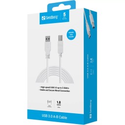 Sandberg USB 3.0 A-B Cable 1,8m White
