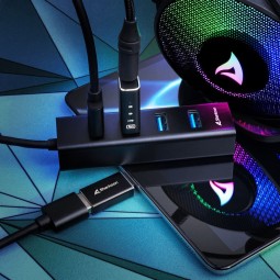 Sharkoon 4-portos USB3.2 HUB Aluminium Black