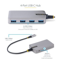 Startech 4-portos USB3.2 HUB Space Gray