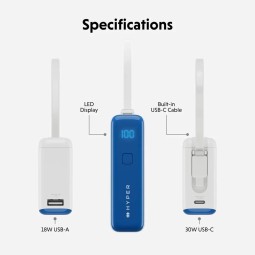 Targus HyperJuice Flex 10K Mini 30W 10000mAh PowerBank Snorkel Blue