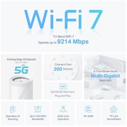 TP-Link Deco BE65-5G BE9300 Whole Home Mesh WiFi 7 System (1 Pack)
