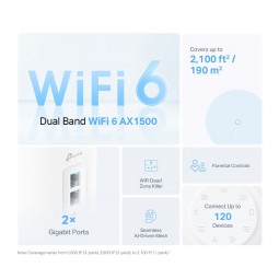 TP-Link Deco X1500 AX1500 Whole Home Mesh Wi-Fi 6 System Acces Point White (2Pack)