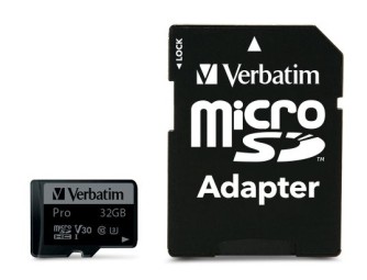 Verbatim 32GB SDHC Verbatim UHS-I Pro Class10 U3 V30 + adapterrel