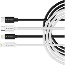 Verbatim Essentials Sync & Charge USB-C to Lightning 27W Cables 1m 2/pack Black/White